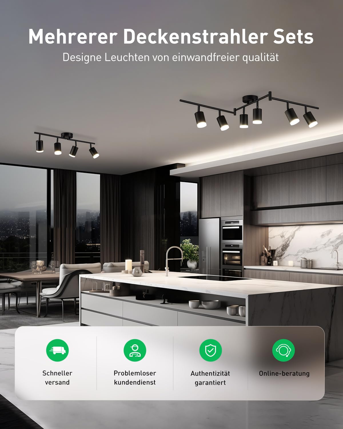 Bojim Deckenstrahler LED 6 Flammig Spot Wohnzimmer Schwarz Präzise Kräftige Beleuchtung, Deckenleuchte Schwenkbar Deckenlampe GU10 Modern Lampen Wohnzimmerlampe Küchenlampe Bürolampe,Ohne Leuchtmittel 9