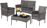 Panana Rattan Garden Furniture 4 Piece Set Grey Cushions view 8