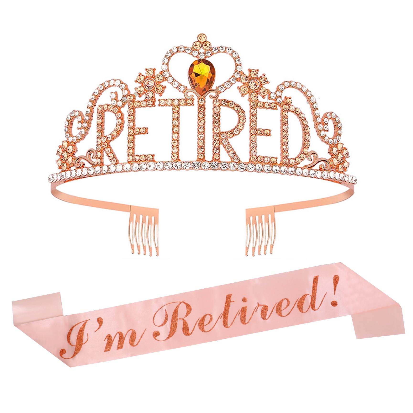 Qaziuy Retirement Gifts for Women Retirement Crown and Sash Kit,Retirement Sash & Metal Rhinestone Tiara for Retirement Party Decoration, Retirement Party Supplies, retriement Gifts