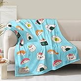 Sushi Blanket Gifts for Women Girls Mom Birthday Christmas Valentine Present Cute Pattern Theme Decor Home Bedroom Living Room Couch Bed Sofa Soft Cozy Lightweight Fleece Kids Adult Teen Throw 60"x50"