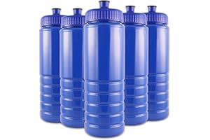 Graydon Hall Sports Bottle Bulk Set - Bundle of 5 Plastic Reusable Water Bottles with Easy Open Pull Top Cap, 26 Oz Exercise Hydration Bottles| Made in America