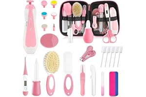 POPYJAN Baby Healthcare and Grooming Kit for Newborn Kids, 31PCS Upgraded Safety Baby Care Kit, Newborn Nursery Health Care Set, Baby Care Products (Pink（31PCS)