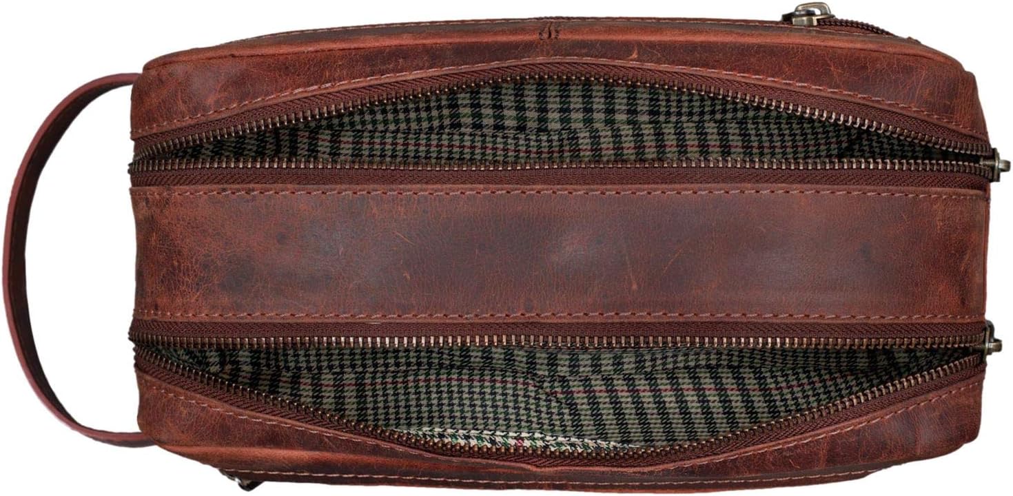 STILORD "Kurt" Large Toiletry Bag Washbag Travelling with Wrist Strap and Zipper Made of Genuine Vintage Leather Colour:Prato - Brown - Image 5