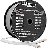 HiFind Premium 14 Gauge Flat Speaker Cable Wire 100 Ft Spool, OFC Electrical Low Voltage Audio Wire 14/2 AWG, Thin PVC CL2 in Wall Rated Outdoor for Home Theater, Car Stereo, Automotive- White