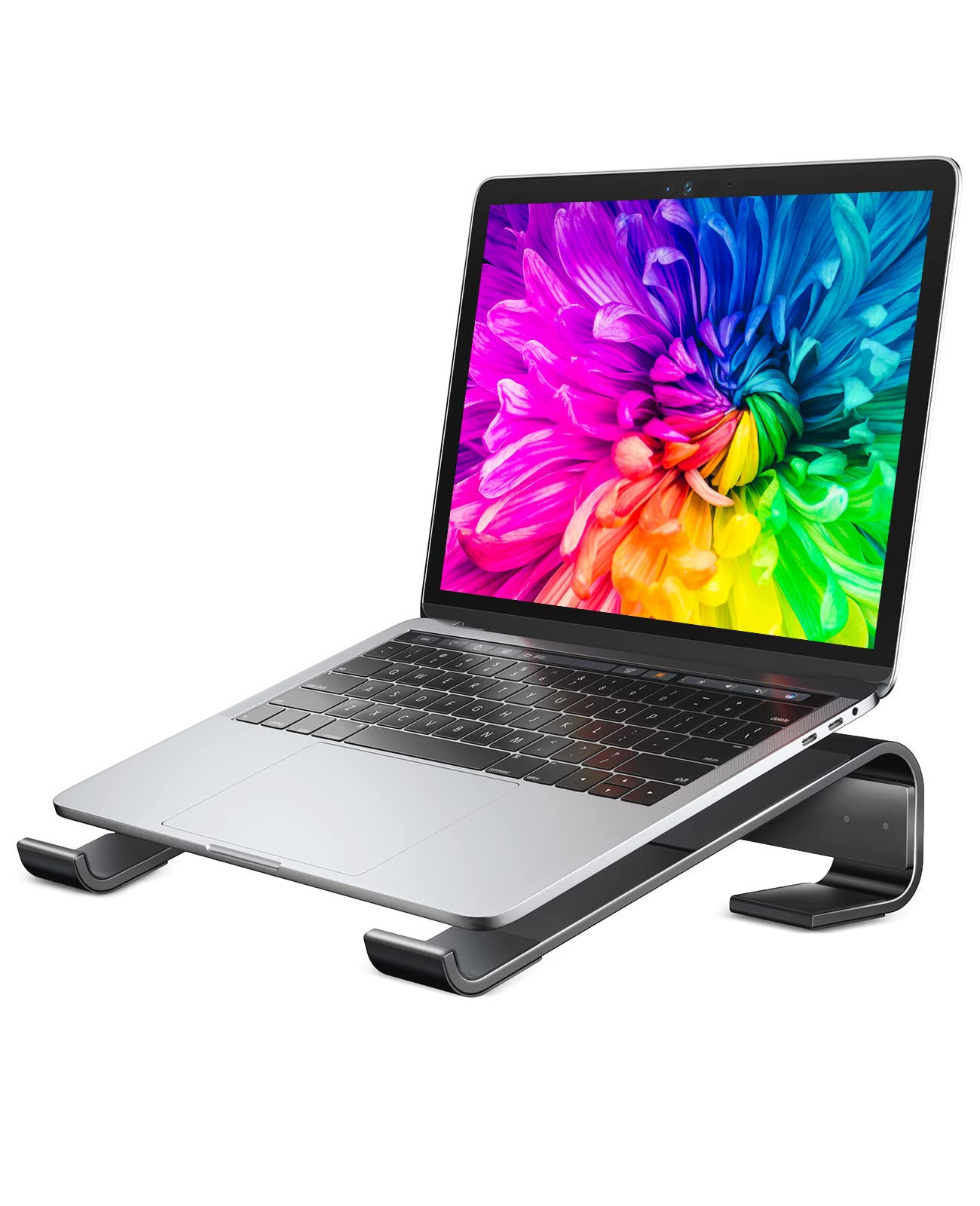 Soqool Laptop Stand for Desk, Ergonomic Detachable Laptop Riser, Aluminum MacBook Stand, Compatible with 12-17'' All Laptops Such as MacBook Pro/HP/Dell/Lenovo, Black