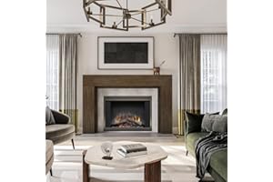 Modern Ember Sabine Wood Fireplace Mantel Surround Kit, Mocha 48" x 42" Opening | 72" x 54" Overall | Minimal Modern Aesthetic; Includes Wooden Mantel Surround & Shelf