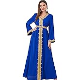 FYMNSI Women Muslim Abaya Dress Islamic Dubai Modest Lace Belted Dress Abayas Kaftan Eid Prayer Clothes Arabian Maxi Robe