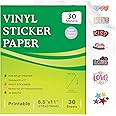 30 Sheets Printable Clear Sticker Paper for Inkjet Printer, Premium Vinyl Transparent Sticker Paper Waterproof, Dries Quickly, Vivid Colors, Tear Resistant, 8.5x11" Labels Great for Cutting Machines