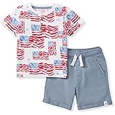 Burt's Bees Baby baby-boys Short Sleeve Shirt and Pant Set, Top & Bottom Outfit, 100% Organic Cotton