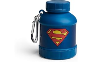 Smartshake Justice League Whey2Go Superman Protein Powder Storage Container 50g – BPA Free Shaker Bottle Funnel for Whey Protein Powder + Protein Shakes 110ml, DC Comics Superman Gifts for Men