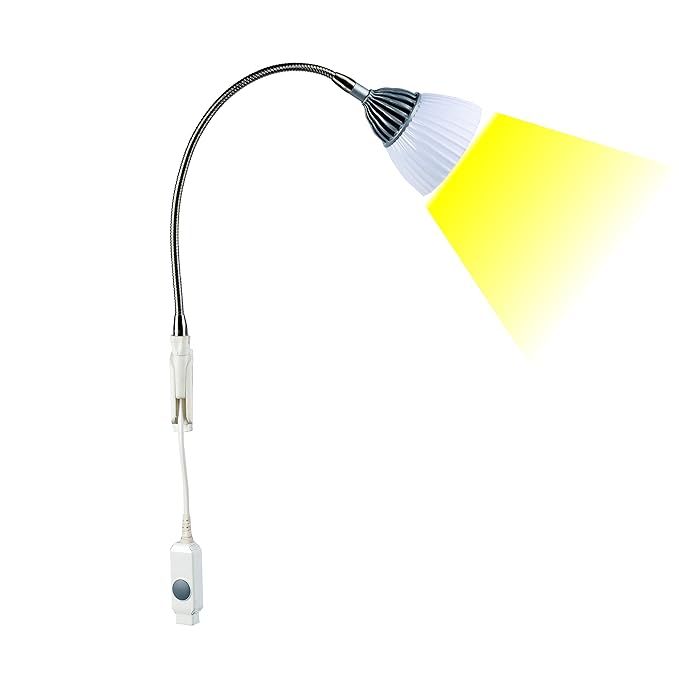 LED Clamp Light - Enlighten - Neutral White Light -Silver - Plastic Shade