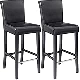 WOLTU BH38dbr-2 Barhocker Bistrostuhl Holz Kunstleder Bistrohocker mit