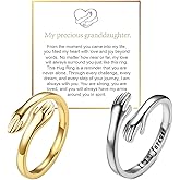 JWIGP To My Granddaughter Hug Ring, Hope Rings Inspirational Stainless Steel Engarved With “Always With You” Message Adjustable Ring for Women Non Tarnish Jewelry Gift for Her Birthday Christmas