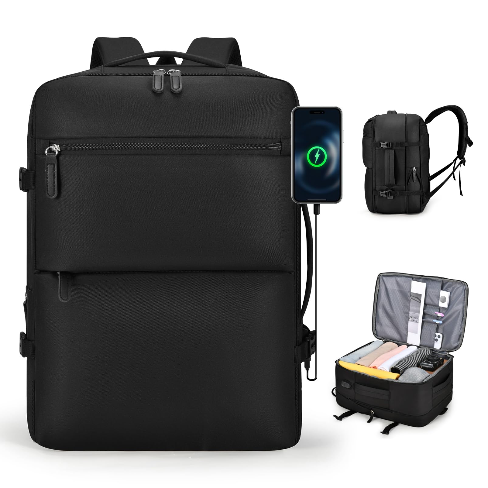 Photo 1 of COSCOOA Expandable Carry On Travel Backpack,For Frontier Airlines Personal Item Bag 18x14x8 Underseat Travel Duffel Bag,17 inch Laptop Backpack Flight Approved