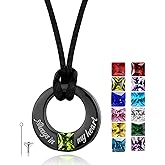 YOUFENG Birthstones Urn Necklaces for Ashes Round Cremation Pendant Urns for Human Ashes Memorial Keepsake Locket Jewelry All