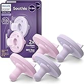 Philips Avent Soothie Baby Pacifiers - 100% Silicone Pacifiers for Babies 0-3 Months, One-Piece Design, BPA-Free, Extra Durable, Lilac and Pink, 4 Pack, Model SCF190/70