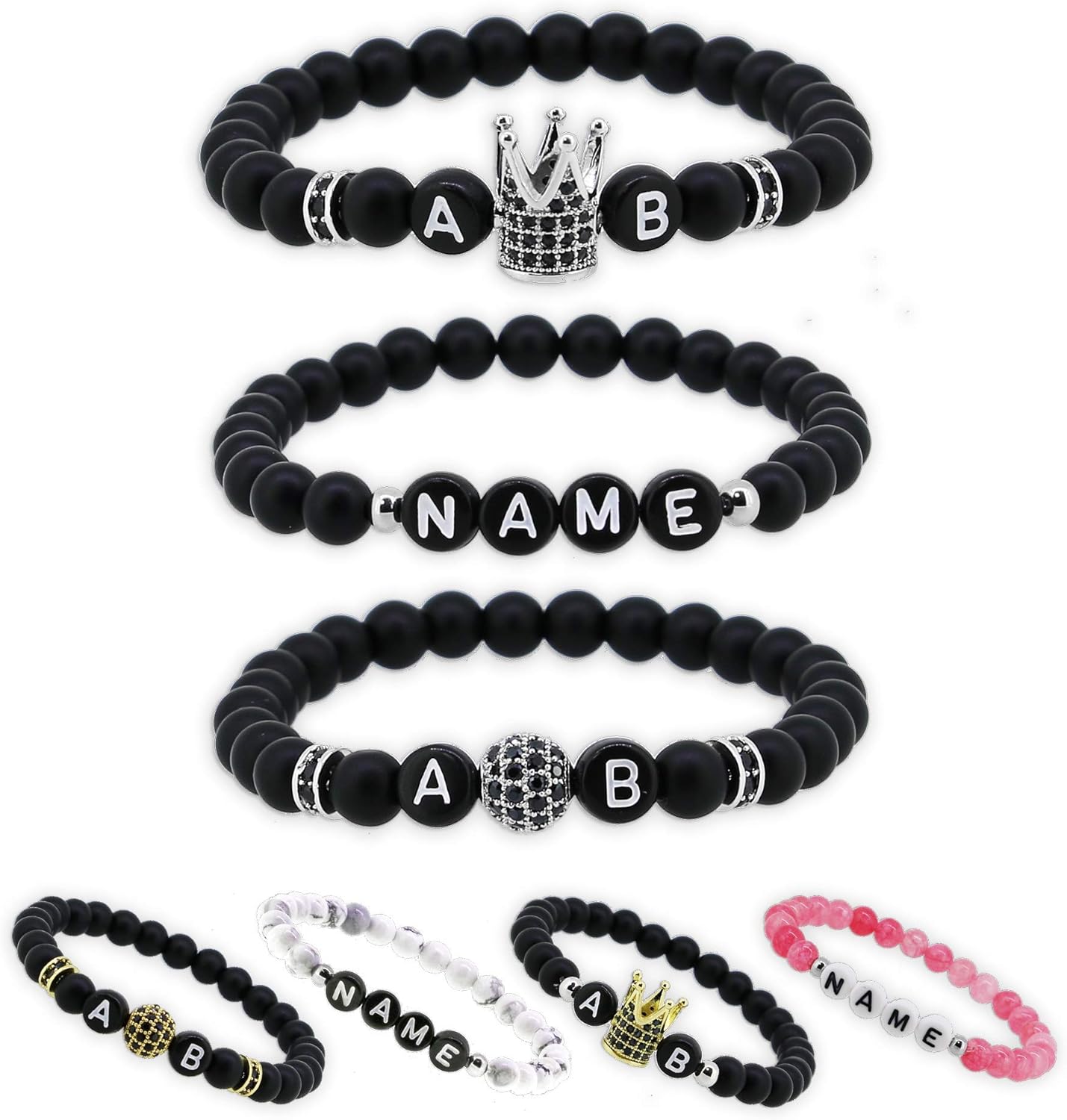 Personalised Couple Name Bracelets Partner Bracelet Couple Gemstones