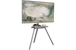 PUTORSEN Easel TV Stand for 43 to 65 inch LED LCD OLED Screens Hold up to 88lbs, Height Adjustable Tripod TV Floor Stand with Shelf/Snap Lock/Anti-Tip Strap, Max VESA 400x400mm, Space Grey