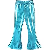 Noomelfish Girls Metallic Flare Leggings Pants Kids Yoga Disco Dance Bell Bottoms (5-12 Years)