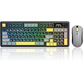 Wireless Keyboard and Mouse Combo Creamy with Number Pad for Desktop Mac iPad Bluetooth/2.4ghz/Wired Rechargeable Light up RGB Quiet Compatible with PC Laptop Tablet (Black)