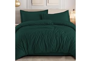 IR Imperial Rooms Emerald Duvet Cover King Size Double Brushed Microfiber Duvet Cover 104 x 90 Inches Soft Bedding Button Closure Bed Set with 2 Pillow Shams Breathable Wrinkle Resistant