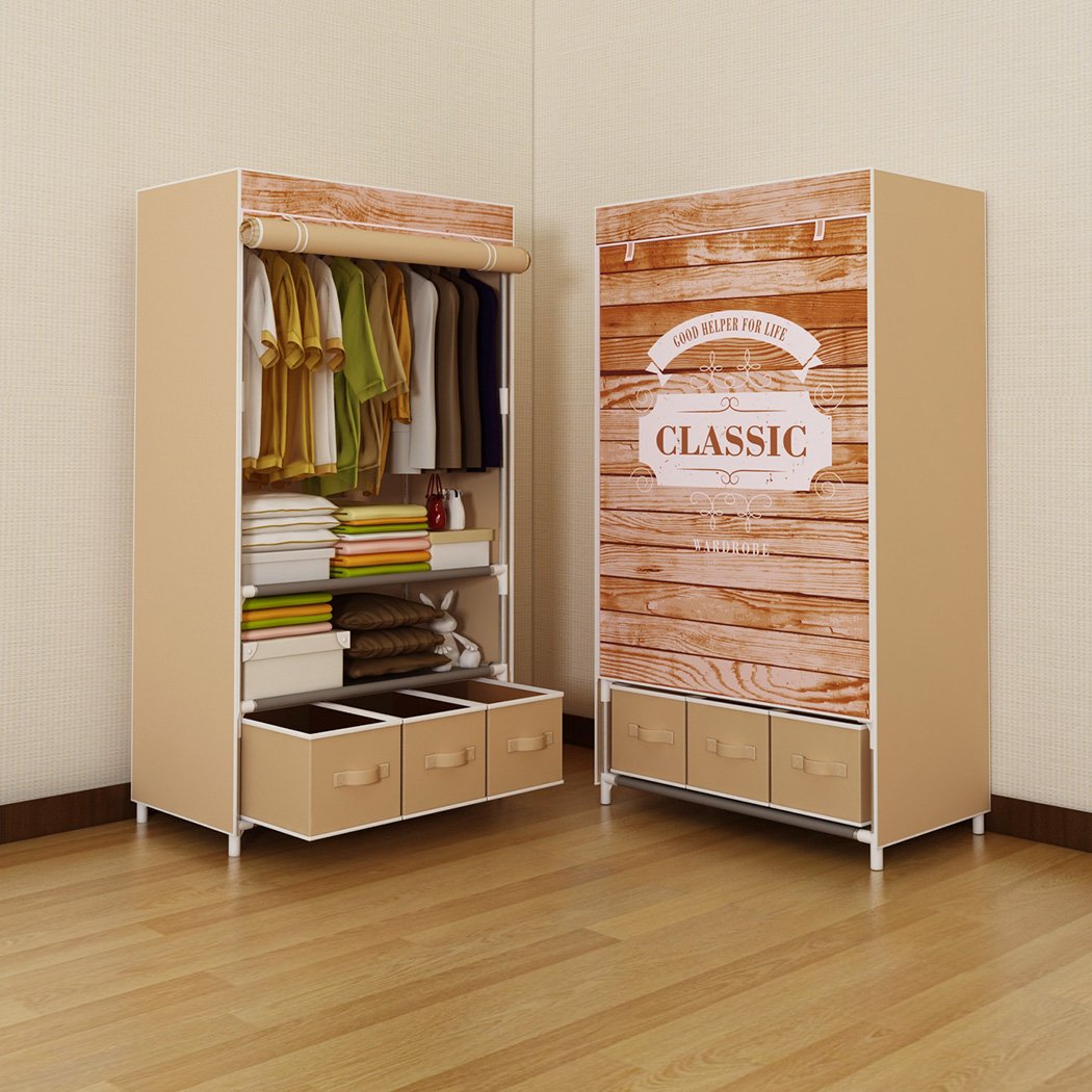 2020 Portable Clothes Closet Rolling Door Wardrobe Sturdy Rust Proof