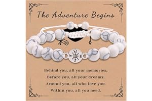 Class of 2026 Graduation Gifts 8mm Natural Stone Compass Bracelet Graduate College High School Inspirational Gifts