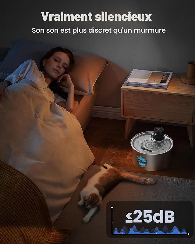 Fontaine a Eau Chat sans Fil: Fontaine à Eau pour Chat INOX
