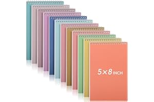 Fuutreo 12 Pcs 5'' x 8'' Top Bound Spiral Notebooks Office Steno Book Durable Spiral College Ruled White Paper 70 Sheets Multicolor Covers for University (Cute Color)