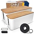 Amazon.com: 2 Pack Cable Management Box – Large & Medium Wooden Style ...