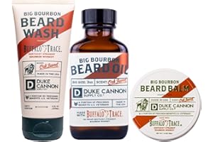 DUKE CANNON SUPPLY CO. Duke Cannon Big Bourbon Beard Care Collection Gift Set - Beard Wash (6oz), Balm (1.6oz), & Oil (3oz) - Oak Barrel Scent, Hydrating & Softening Products for Men