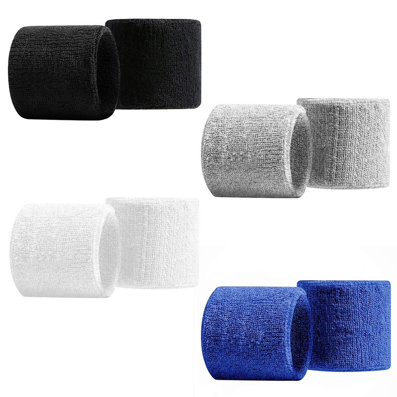 DEEDPF 8 Pack Sports Wristbands Men Women Sweatbands Wrist Absorbent for Gym Sports Tennis Running Exercise Basketball Moisture Wicking 3.15 x 3.15 inches