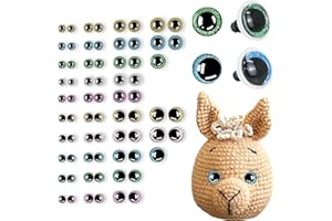 Beiskll Large Safety Eyes 3D Glitter with Washers, Moon & Round Shaped Plastic Craft Eyes for Crochet Toy, Stuffed Doll and Plush Animal, 4 Sizes (Multicolor - 144PCS)