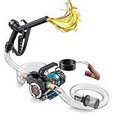 SEESII Electric Diesel Transfer Pump Kit, 12V Fuel Pump for Diesel/Kerosene | 13GPM High Flow, Max.16ft Suction &amp; 33ft Lift, w/ Filter, Fuel Nozzle, 2x6.5FT Hoses, Portable for Tractor Truck Loader, Blue