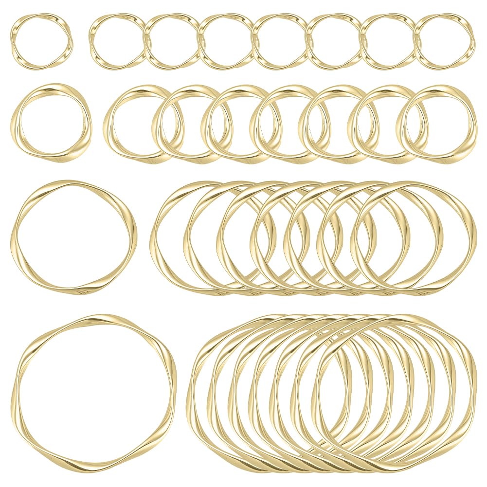 PandaHall 32pcs 4 Sizes Twist Linking Ring Alloy Metal Circles Charms Links Jewellery Connectors for Earring Necklaces Bracelets Jewellery Making (0.5”, 0.6”, 1”, 1.4”)