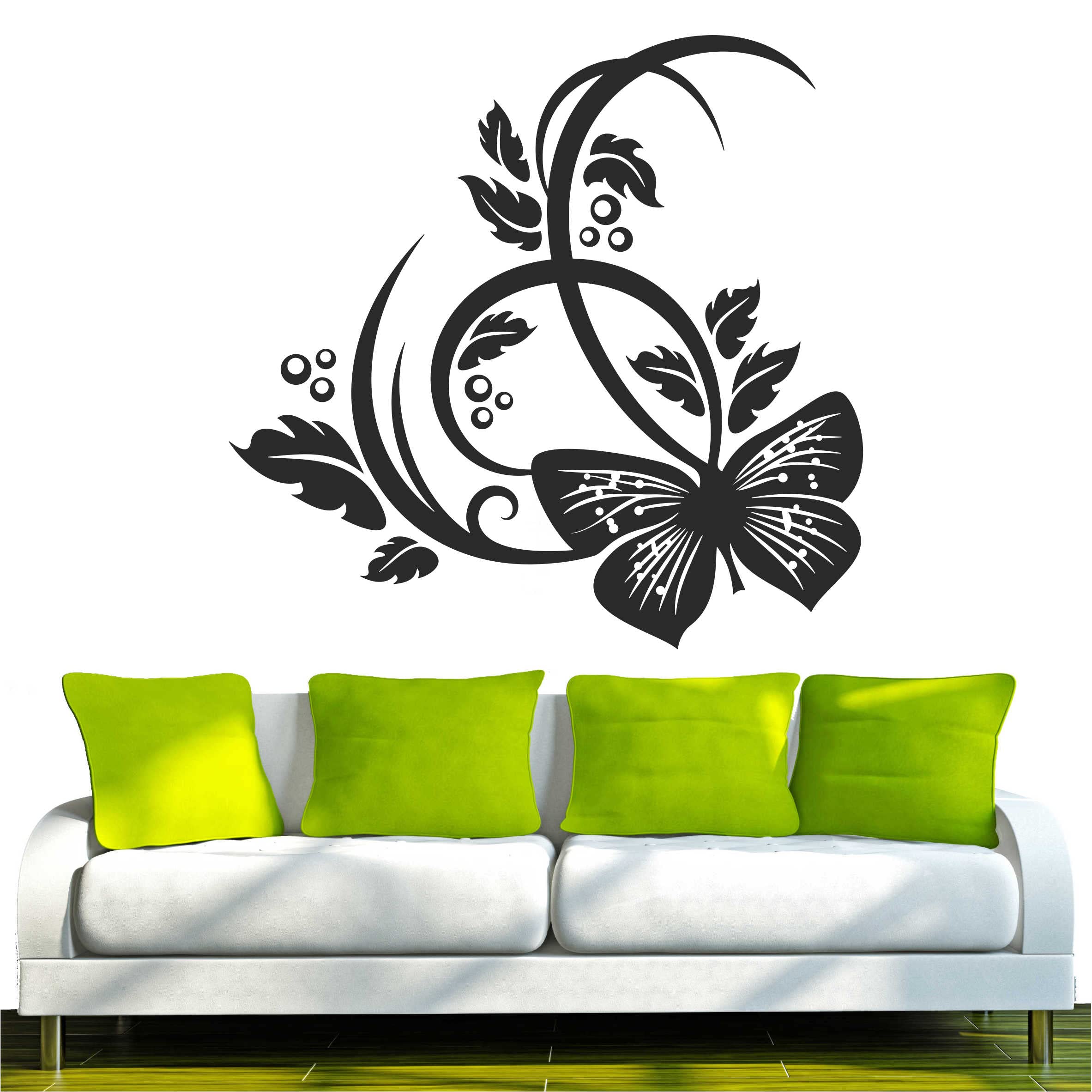 Indigos 4051095678595 Wall Quote, Vinyl Wall Art Sticker D174 Stunning Flowers tendril plant Tribal 96 x 92 cm x 1 cm Black