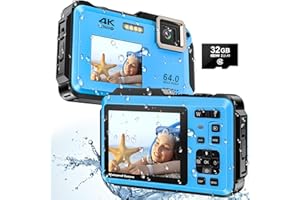 Yifecial 4K 30FPS UHD Waterproof Digital Camera with WiFi Connection 16FT Waterproof Camera 64MP Autofocus 16X IPS Dual-Screen(2.8"/2") Selfie Underwater Cameras for Snorkeling with 32GB Card