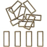 uxcell 8pcs Metal Flat Rectangle Ring, Rectangular Buckle Rings Square Strap Webbing Loop for Bag Belt Purse DIY
