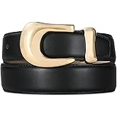 RISANTRY Genuine Leather Belt for Women Burgundy Leather With Gold Metal Buckle Luxury Casual Fashion Belts for Jeans Dresses