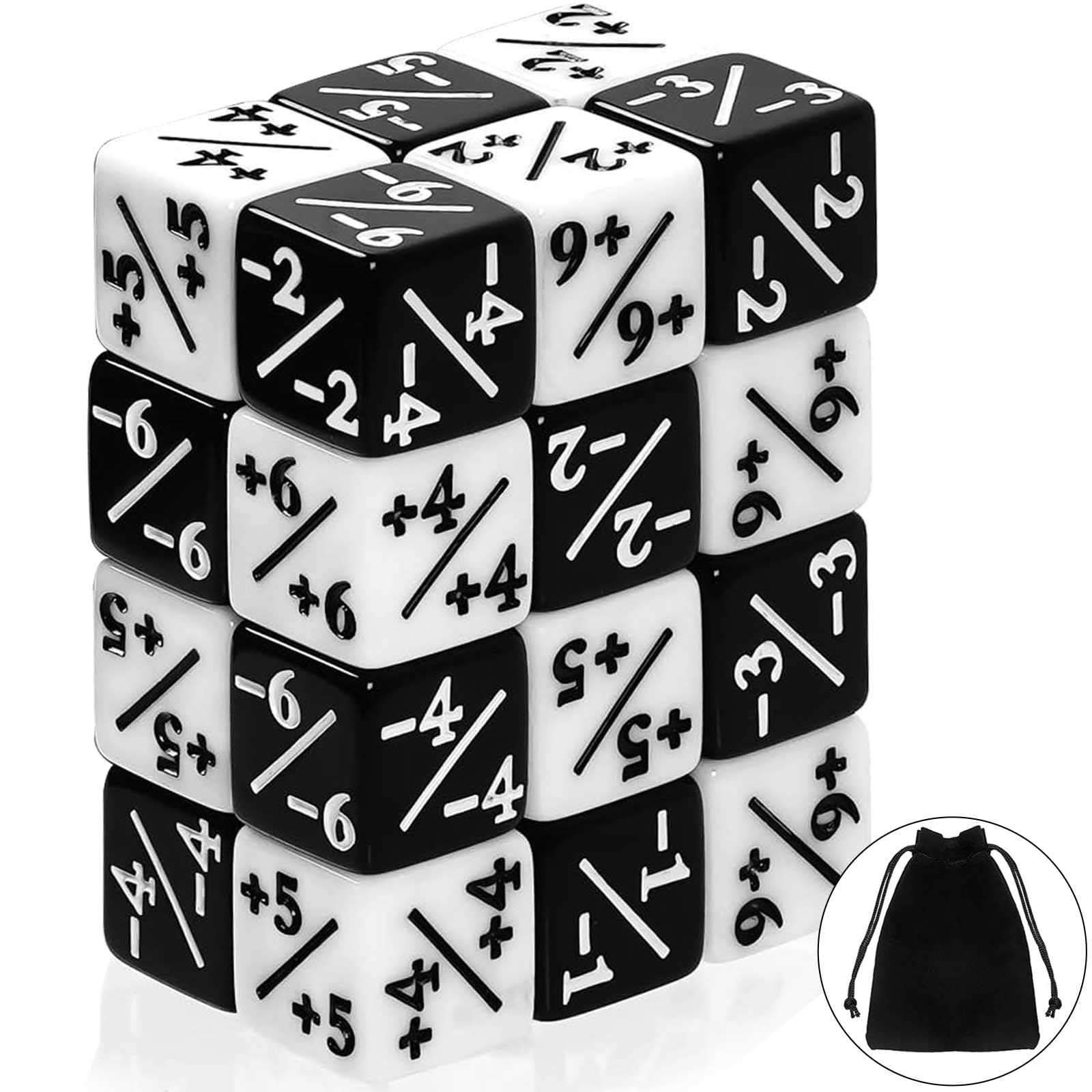 Xrten 24Pcs Dice Counters, Positive and Negative D6 Dice Counters Set, Token Dice for MTG, CCG, Card Gaming Accessory