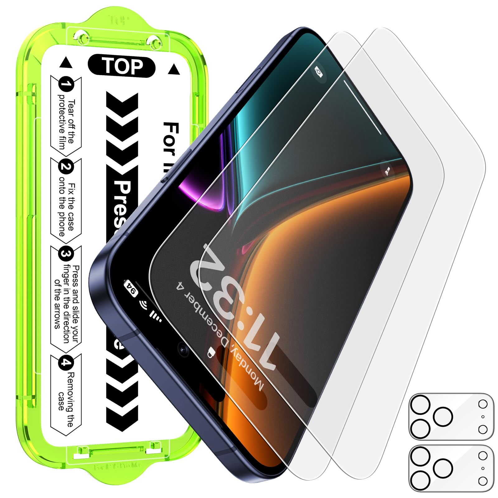 Esanik 2+2 Pack for iPhone 17 Pro Max Matte Glass Screen Protector Auto-alignment Anti-Glare & Anti-Fingerprint,Anti-Reflection,Bubble Free, Smooth as Silk, 9H Glass Screen Cover