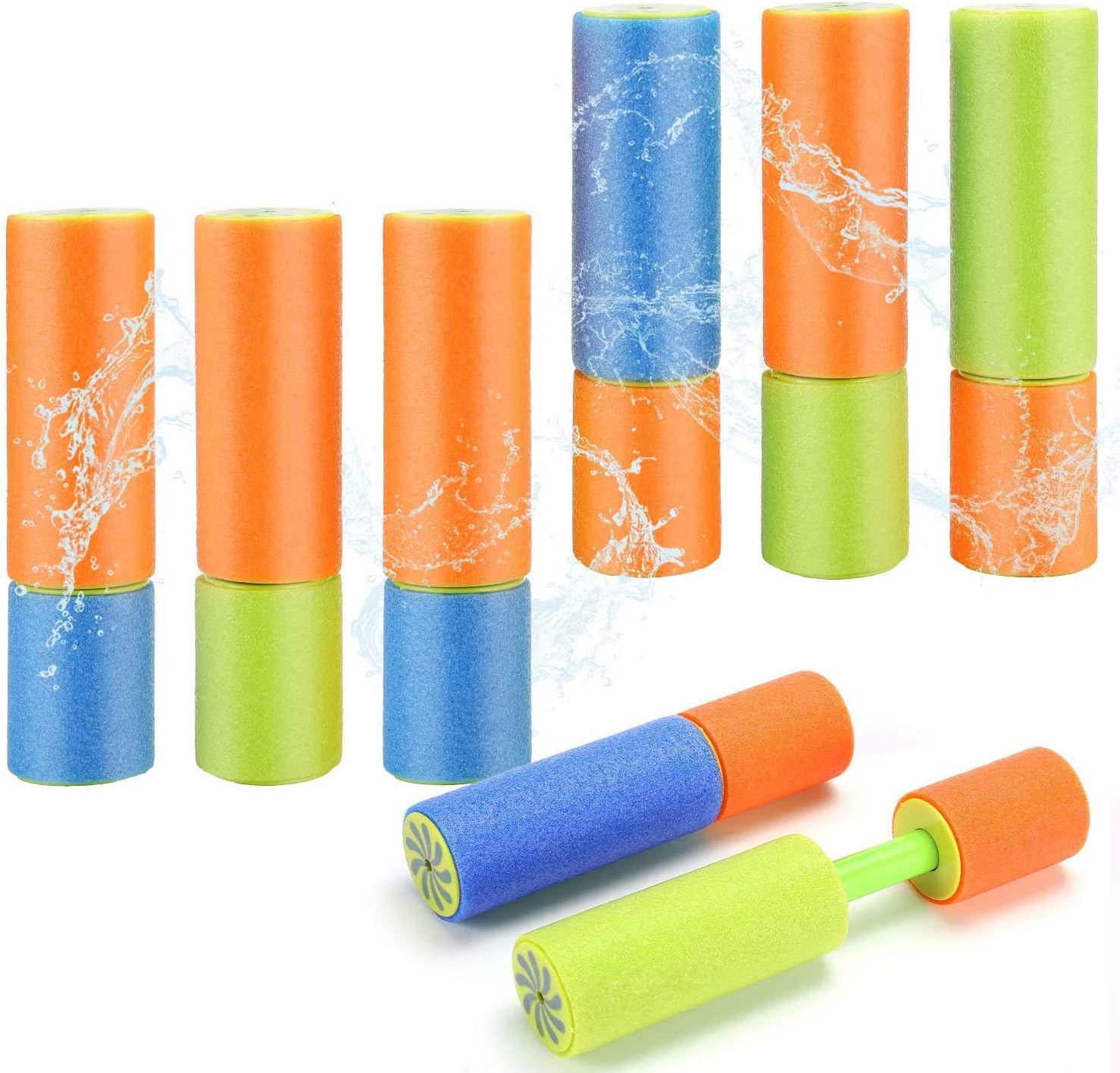 Ucradle Wasserspritzpistole Schaumstoff - 8 X Wasserpistole Klein Spritzpistole Wasser Kinder Wassergewehr Wasserspritze Kinderspielzeug für Jungen und Mädchen, Party Strand Pool Spielzeug Mitgebsel