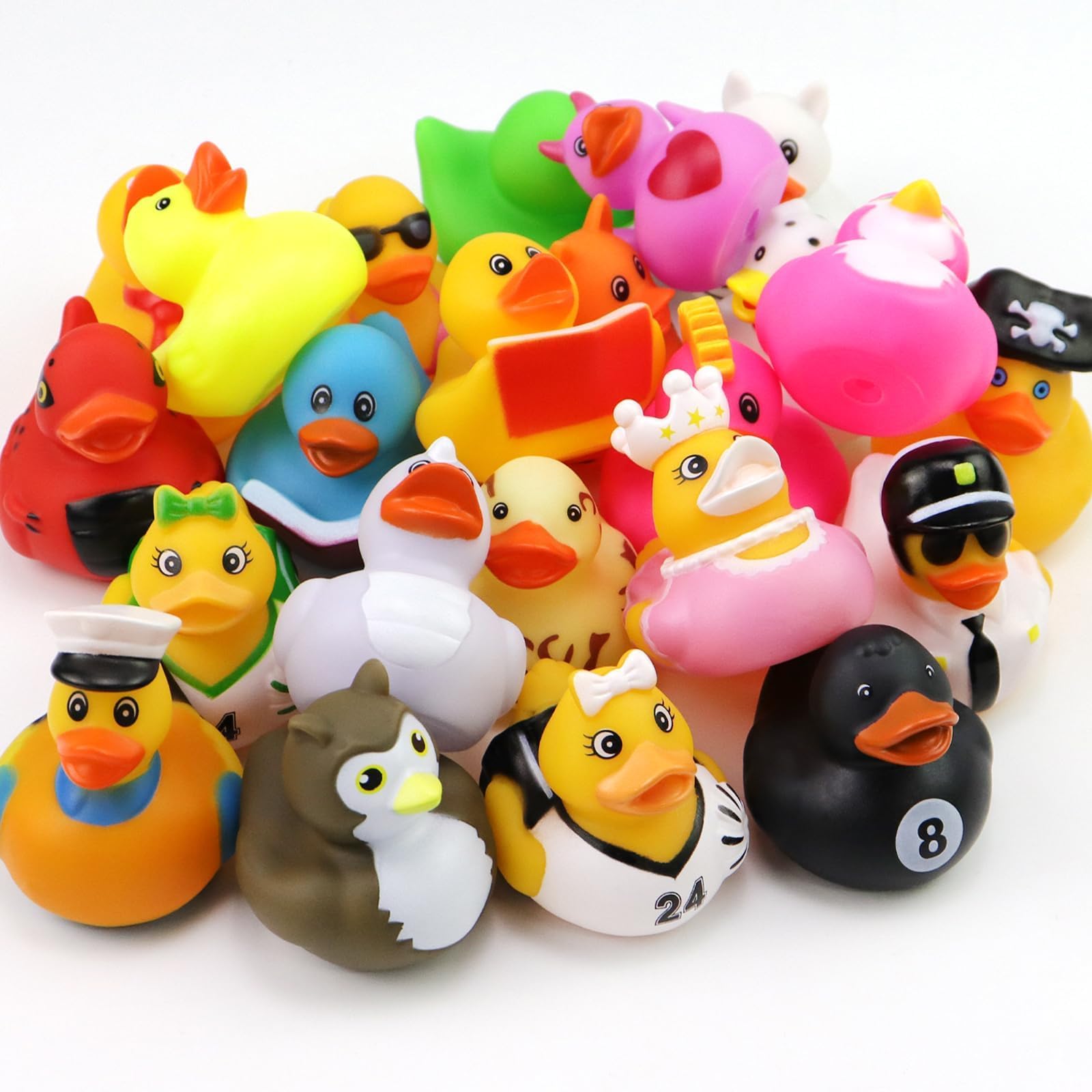 Photo 1 of 24 Pcs Rubber Ducks for Jeep Ducking, 2.75 Inch Assorted Floater Jeep Ducks for Ducking for Kids, Baby Rubber Ducks in Bulk Bath Toy, Party Favors, Baby Birthday Shower Classroom Gifts