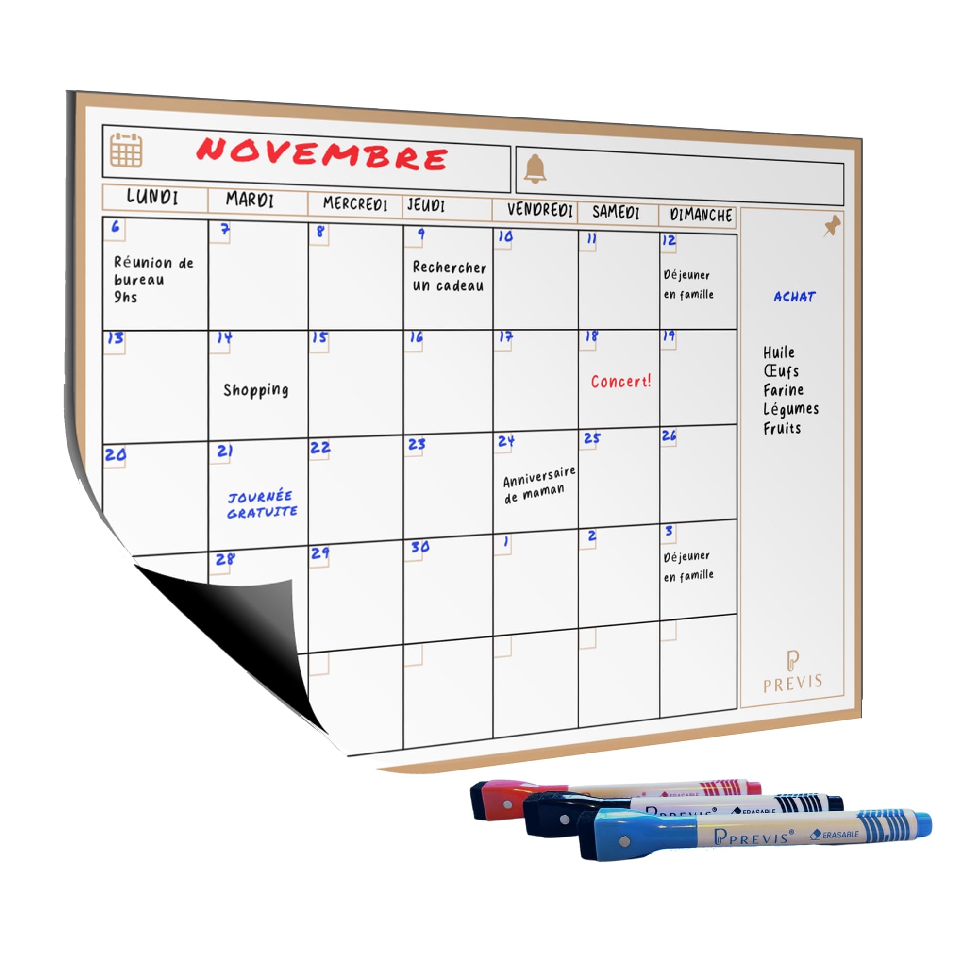 Previs Brand A4 Magnetic Fridge Calendar with Premium Markers – Magentico Monthly Planner for Organizing Month, Family, Appointments and Events