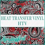 Paisley Pattern #1 in Black & Red Heat Transfer Vinyl 12