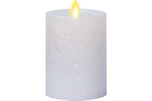 Luminara Realistic Artificial Flame Frosted White Metallic Glitter Candle (3 x 4.5-inch) Moving Flame LED Battery Operated Li