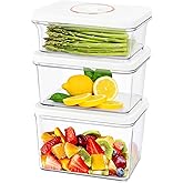 Vixino Vacuum Seal Containers, 3Pcs Reusable Food Storage Containers with Lids for Meal Prep and Freezer,BPA-Free，Microwave Safe，Leak-proof,Airtight (Vacuum Sealer Not Included)