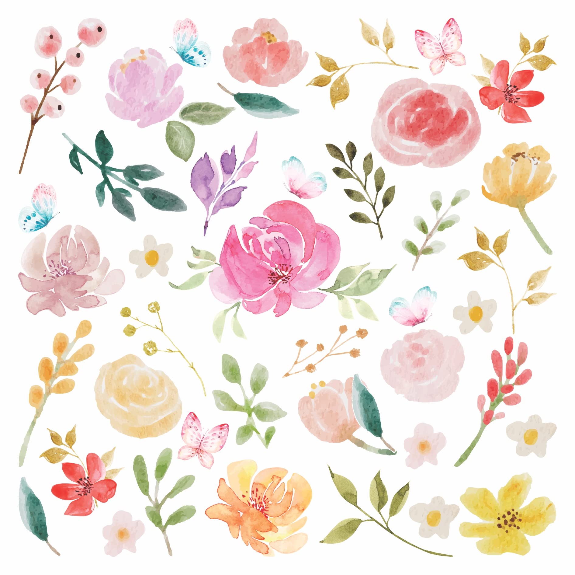 Flowers Rub on Stickers - Dry Rub On Off Transfers Stickers for Furniture Crafts Decorating