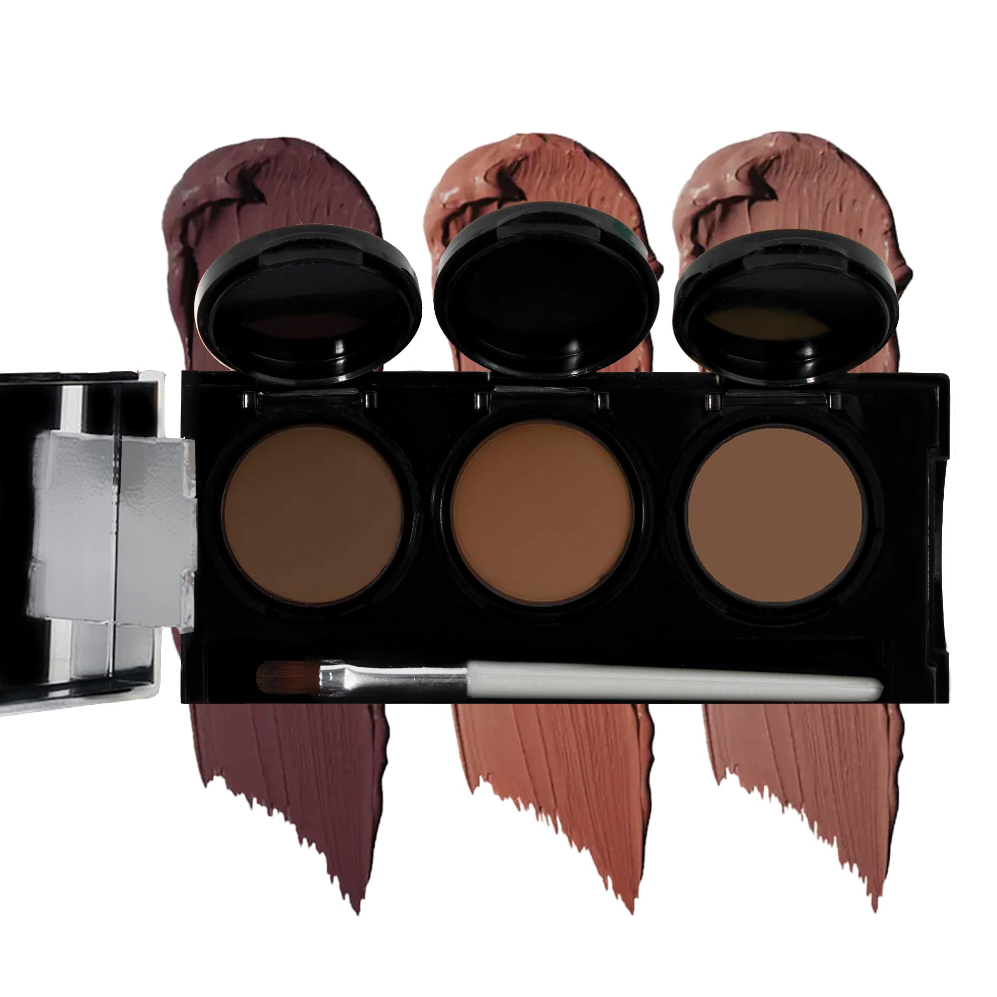 Full Coverage Concealer Palette, Waterproof Concealer Cream, 3 Colors + Brush, by Dermaflage