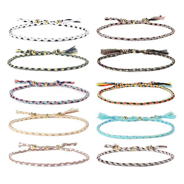 CheersLife 10 Freundschaft Armbänder für Frauen Mädchen Handgefertigt Geflochten Wickelarmband Multicolor Woven Dünn Saiten
